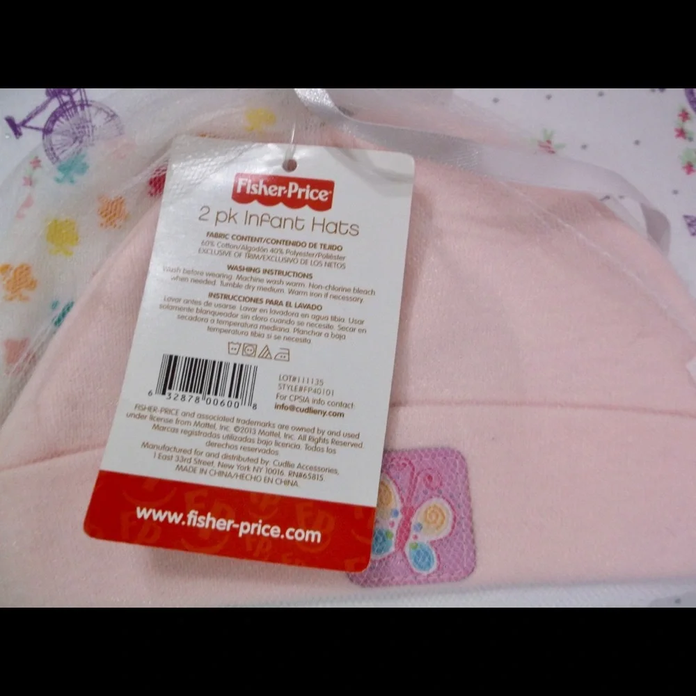 2 Pack Fisher Price Infant Hats Brand New